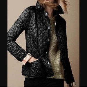 Burberry Kencott Heritage Black Quilted Jacket Nova Check Plaid Lining